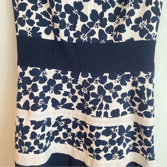 Evan‎ Picone black label navy Blue and White Tiered Ruffled Midi Dress - Picture 3 of 5